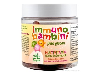 NATURES Immuno Bambini Beta-glukán Multivitamín – želatínové medvedíky s kúskami čučoriedok, 60 ks