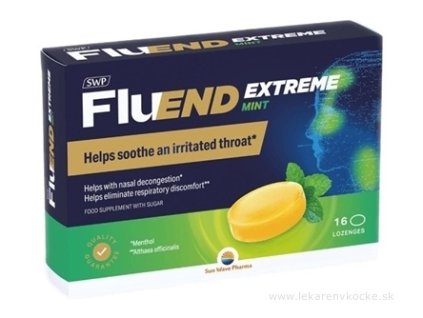 SWP FluEND EXTREME MINT pastilky na cmúľanie – balenie 16 ks