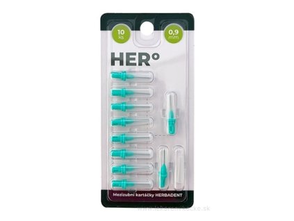 HERBADENT HERO ELECTRA medzizubné kefky 0,9 mm zelené – náhradné nadstavce, balenie 10 ks