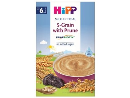 HiPP mliečna kaša PRAEBIOTIK viaczrnná so slivkami – od 6. mesiaca, 5-zrnná, inov. 2025, 250 g