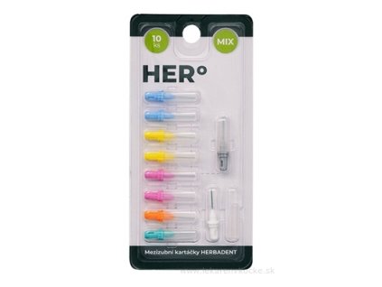 HERBADENT HERO ELECTRA medzizubné kefky Mix – náhradné nadstavce, balenie 10 ks