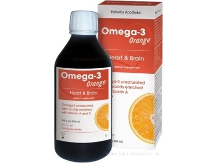 Helvetia Apotheke Omega-3 rybí olej s vitamínmi A+D, pomarančová príchuť, 250 ml