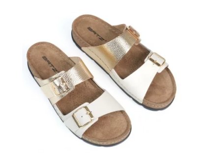 Batz MALLORCA Beige Gold veľkosť 39, kožené ortopedické šľapky