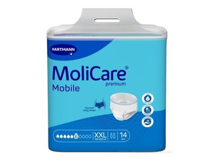 Plienkové nohavičky MoliCare Premium Mobile XXL, 6 kvapiek, modré, 150–203 cm, 2277 ml, 14 ks
