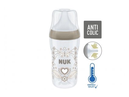 NUK Perfect Match s kontrolou teploty 260 ml  hnedá