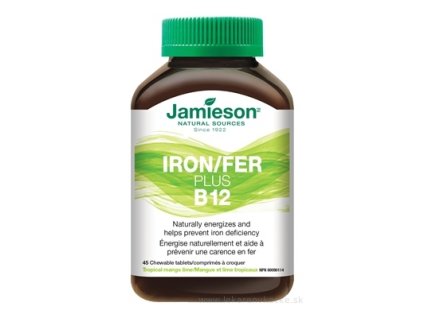 Jamieson Železo plus B12 cmúľacie tablety 45tbl.