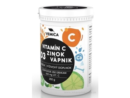 VEMICA Vitamín C + D3 + Zn + Ca 250 g