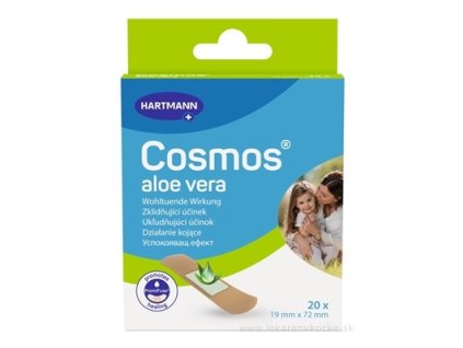 Cosmos aloe vera, vodeodolná náplasť na rany, stripy (19 x72 mm) 20 ks