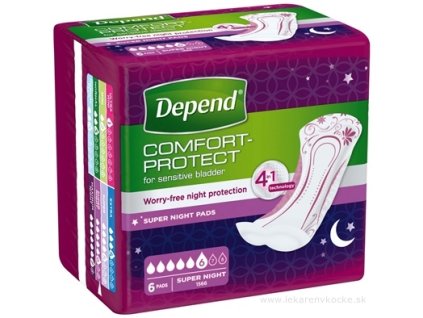 DEPEND SUPER NIGHT (SUPER PLUS) inkontinenčné vložky pre ženy, 12x40 cm, savosť 808 ml, 6 ks