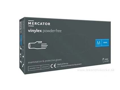 MERCATOR Vinylové rukavice veľ.M, transparentné, nesterilné, nepudrované 1x100 ks