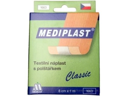 MEDIPLAST Textilná náplasť 1663 Classic 8 cm x 1 m, s vankúšikom, 1 ks