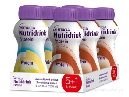 Nutridrink Protein 5+1 set – vanilka 3×200 ml + čokoláda 3×200 ml