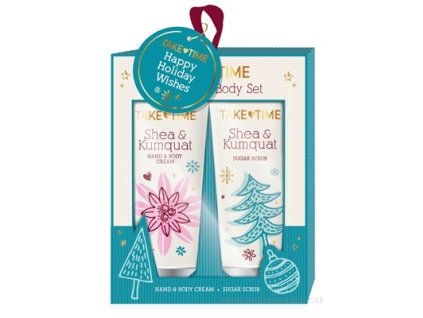Take Time Darčekový set Hand & Body Shea & Kumquat – krém na ruky a telo 50 ml + cukrový peeling 50 ml
