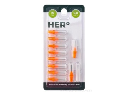 HERBADENT HERO ELECTRA medzizubné kefky 0,8 mm oranžové – náhradné nadstavce, balenie 10 ks