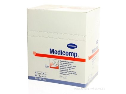 MEDICOMP kompres z netkaného textilu, sterilný (7,5x7,5 cm) 25x2 (50 ks)