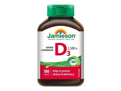 Jamieson Vitamín D3 2500 IU – tablety, 180 ks