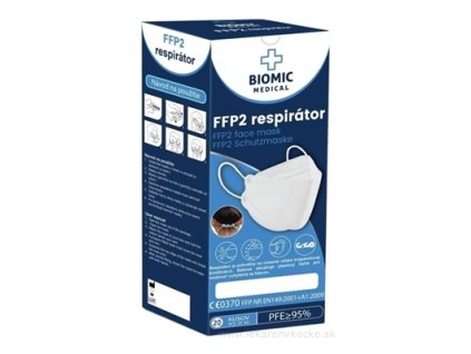 BIOMIC Respirátor FFP2, 3-panelový 20 ks
