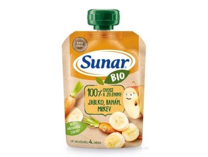 Sunar BIO Kapsička Jablko, banán, mrkva 100 g