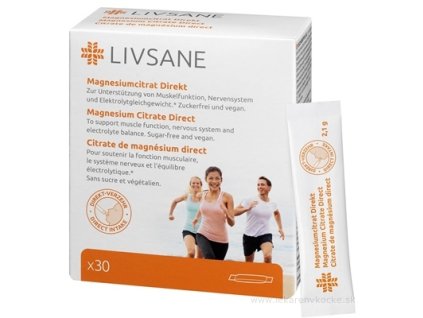 Livsane Magnesium Citrat Direct 30 ks – granulát na priamu konzumáciu, účinný horčík proti kŕčom a únave
