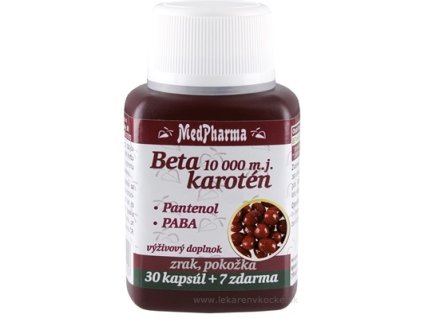 MedPharma BETAKAROTÉN 10 000 m.j.+Pantenol+PABA cps 30+7 zadarmo (37 ks)