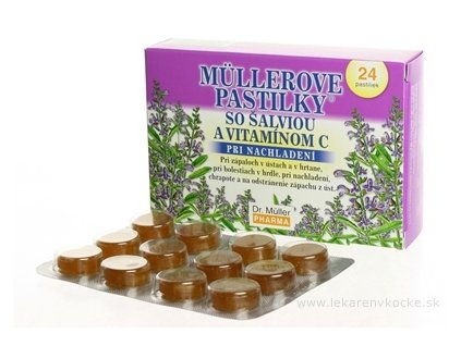 MÜLLEROVE PASTILKY ŠALVIA A VITAMÍN C 24 ks