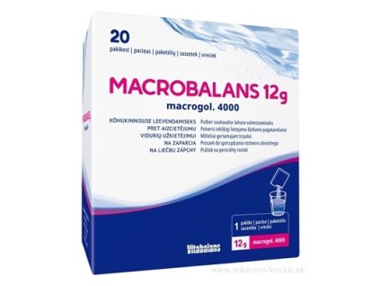 Vitabalans MacroBalans 12 g prášok na perorálny roztok – 20 x 12 g vreciek, proti zápche (makrogol 4000)