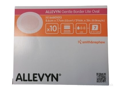 ALLEVYN Gentle Border Lite Oval Krytie na rany adhezívne hydrocelulárne penové krytie so silikónovým gélom, oválne, 8,6 x 7,7 cm, 10 ks