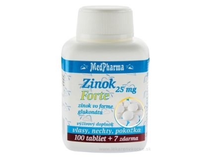 MedPharma ZINOK 25 mg Forte tbl (zinok vo forme glukonátu) 100+7 zadarmo (107 ks)