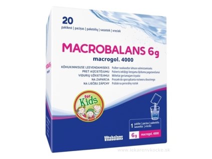 Vitabalans Macrobalans 6 g – macrogol 4000, vrecúška proti zápche pre deti, 20 ks