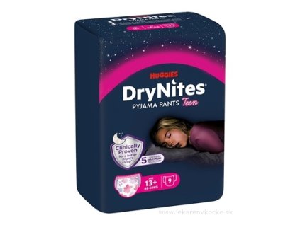 HUGGIES DryNites XL pre dievčatá (13+ rokov) plienkové nohavičky 9 ks