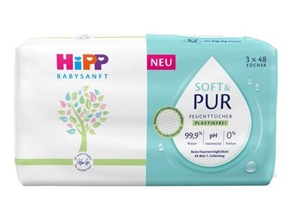 HiPP BabySANFT SOFT & PUR Čistiace vlhčené obrúsky 3x48 ks
