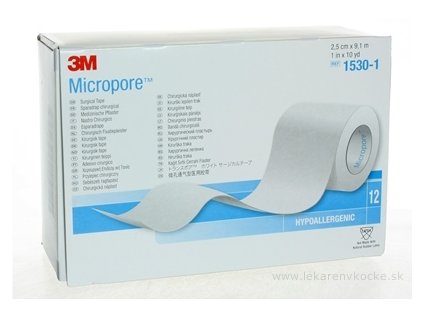3M MICROPORE náplasť, cievka 2,5cm x 9,1m, zo špeciálneho papiera 1x12 ks