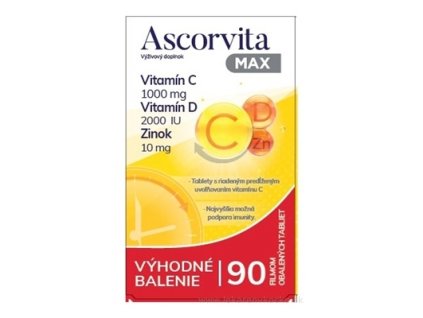 Ascorvita MAX vitamín C, D a zinok 90 tbl