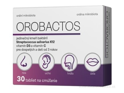 OroBactos tablety na cmúľanie 30 ks – orálne probiotiká S. salivarius K12 s vitamínmi C a D pre ústnu mikroflóru a imunitu