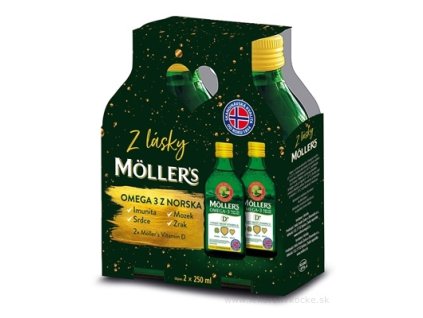 MOLLER´S Omega 3 RYBÍ OLEJ + vitamín D 2x250 ml