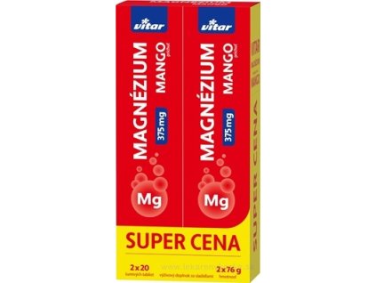 VITAR MAGNÉZIUM 375 mg DUOPACK tbl eff s príchuťou manga 2x20 (40 ks)