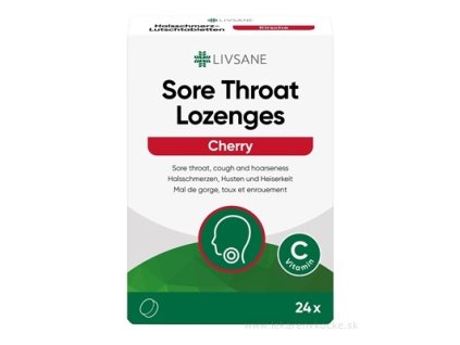 LIVSANE Pastilky proti bolesti hrdla čerešňa 24 ks
