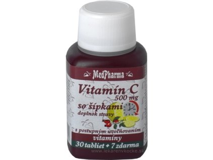 MedPharma VITAMÍN C 500MG so šípkami tbl (s postupným uvoľňovaním) 30+7 zadarmo (37 ks)