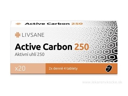 LIVSANE Active carbon 250 čierne uhlie 20 tabliet