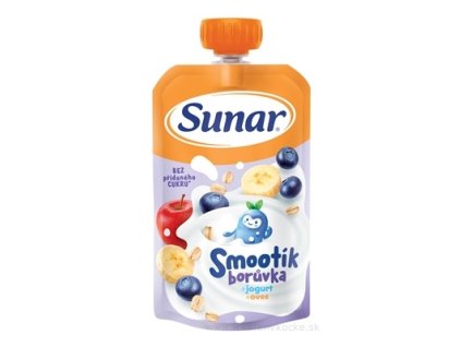 Sunar Smootík čučoriedka s jogurtom a ovsenými vločkami 120 g – bez prid. cukru, ovocná desiata od 12 m. v kapsičke