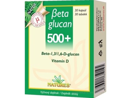 Natures Betaglucan 500+ 30 kapsúl – vysoká dávka beta‑glukánu s vitamínom D pre podporu imunity