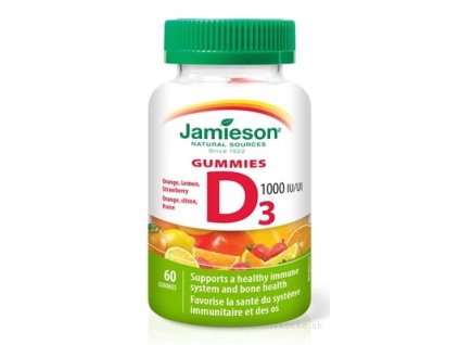 JAMIESON VITAMÍN D3 1000 IU GUMMIES želatínové pastilky, mix ovocných príchutí 1x60 ks