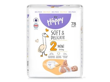 bella HAPPY Soft&Delicate 2 Mini detské plienky (3-6 kg) 78 ks