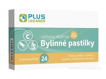 PLUS LEKÁREŇ Bylinné pastilky Bez cukru 24 ks