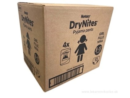 HUGGIES DryNites L pre dievčatá (8-13 rokov) JUMBO plienkové nohavičky 30-48 kg, 52ks