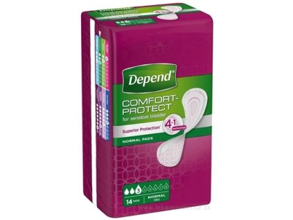DEPEND NORMAL inkontinenčné vložky pre ženy, 9x25 cm, savosť 250 ml, 14 ks