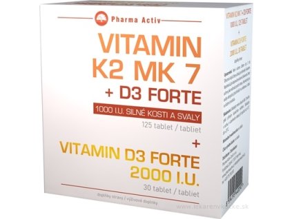 Pharma Activ Vitamín K2 MK 7 + D3 FORTE 1000 I.U. 1 set