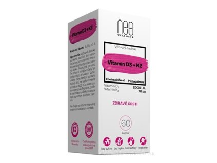 nesVITAMINS Vitamin D3 2000 I.U. + K2 70 μg 60 ks