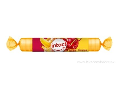 INTACT HROZNOVÝ CUKOR Banán + Čerešňa pastilky v rolke 1x40 g