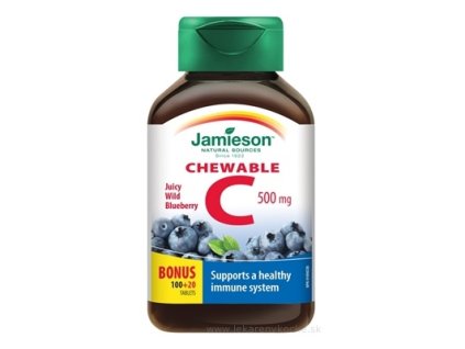 JAMIESON VITAMÍN C 500 mg čučoriedka tbl na cmúľanie, 100+20 zadarmo (120 ks)